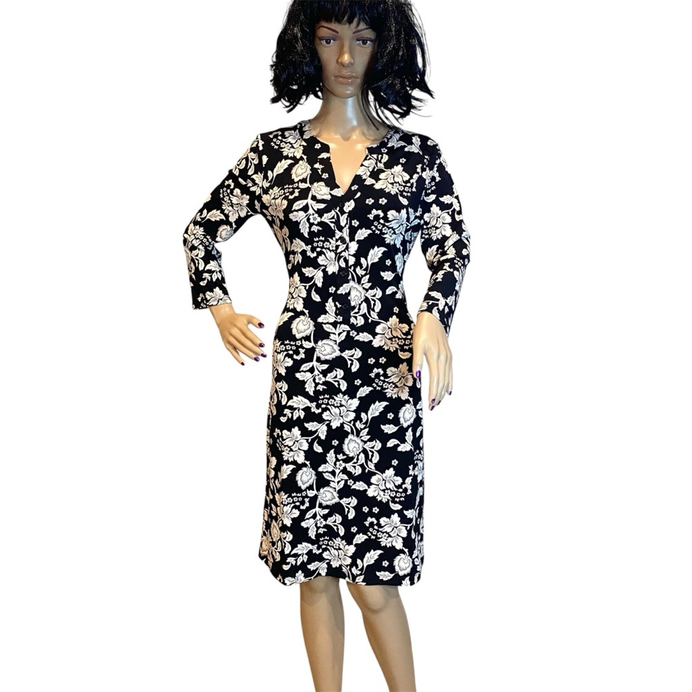 White House Black Market WHBM Tie-Front/-Back Floral Shirt Dress Size Small NWT